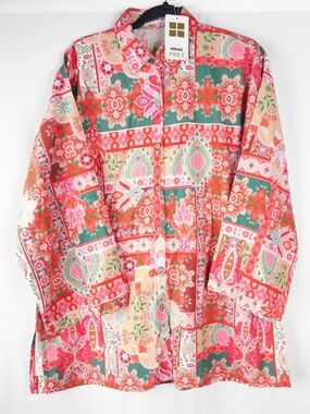Ideas by Gul Ahmed Bright Floral Button-Up Shirt 2 piece - Multicolor